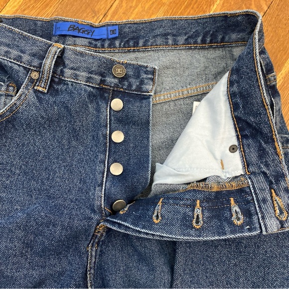 DC Jeans Worker Baggy Men’s Blue Denim Jeans Button Front Actual Measures 36x30 - Picture 6 of 15